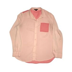F21 Two Toned Collared Blouse - Coral - Size M